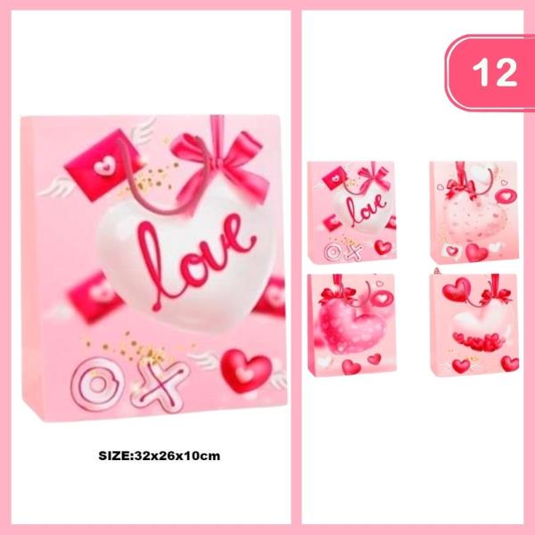 OX LOVE HEART VALENTINES DAY GIFT BAG (12 UNITS)
