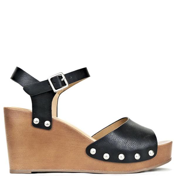 STYLISH STUD STRAP BUCKLE SLIP WEDGE 1 PAIR