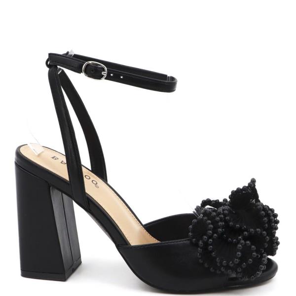 BEADED RUFFLE CHUNKY HEEL 1 PAIR