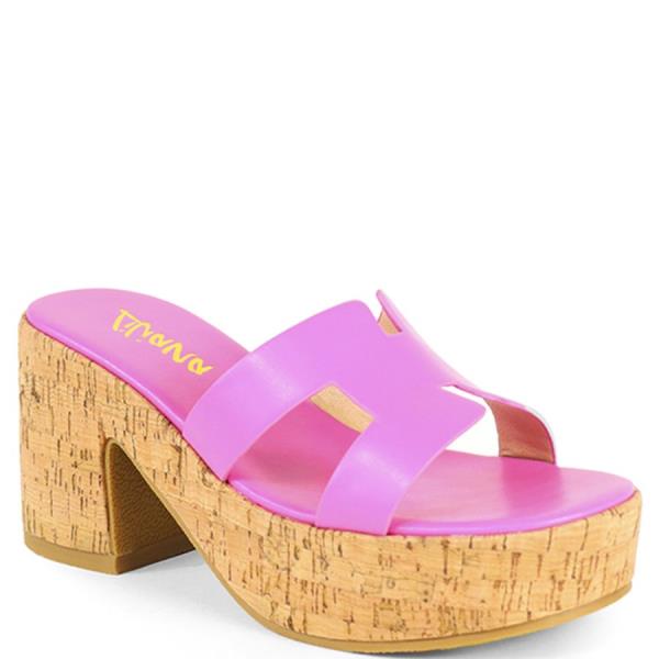 H SHAPE CORK BOTTOM SANDAL HEEL 1 PAIR