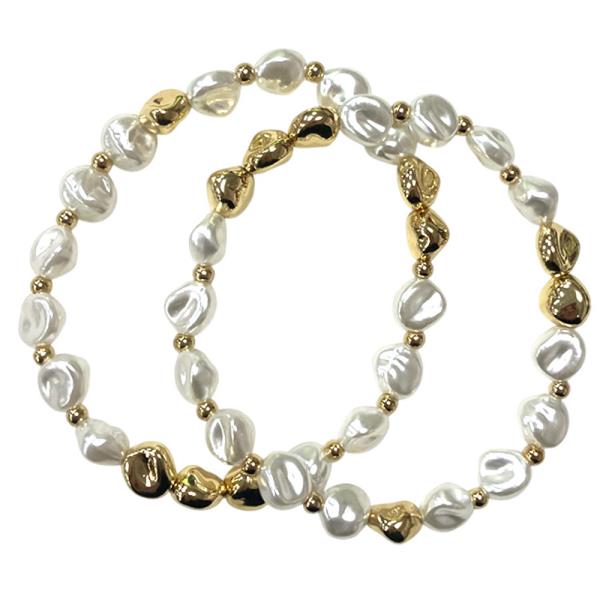 METAL BAROQUE PEARL MIXED BRACELET