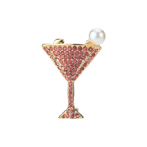 RHINESTONE MARTINI GLASS BROOCH