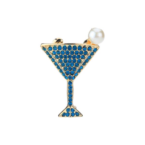 RHINESTONE MARTINI GLASS BROOCH