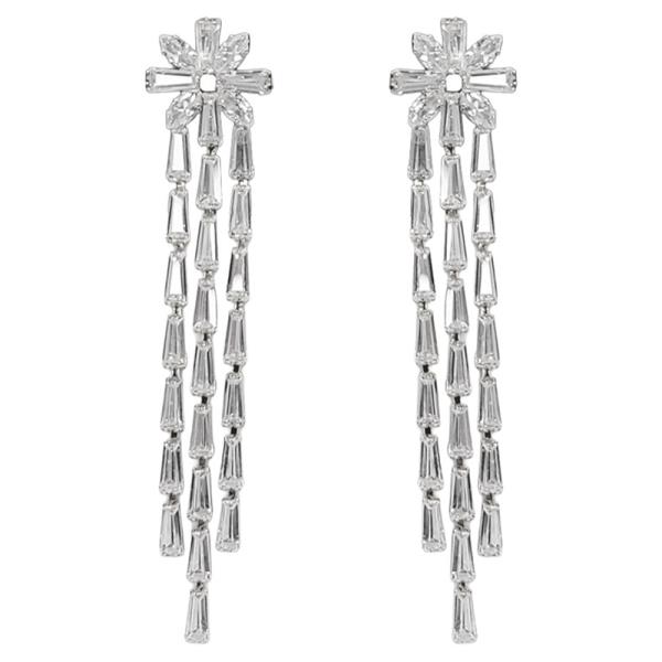 CUBIC ZIRCONIA TASSEL POST EARRING