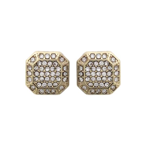 12MM RHINESTONE OCTAGON STUD EARRING