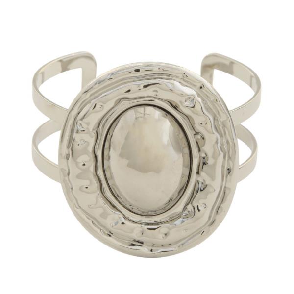 OVAL PEARL BEAD METAL CUFF BRACELET