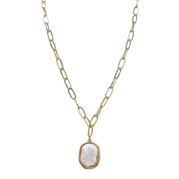 METAL PEARL PENDANT NECKLACE