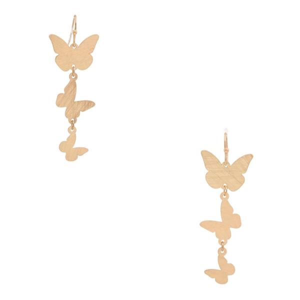 BRUSHED METAL BUTTERFLY DANGLE EARRING