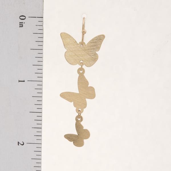 BRUSHED METAL BUTTERFLY DANGLE EARRING