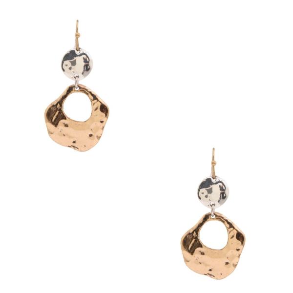 TWO TONE ORGANIC SHAPE DANGLE EARRING