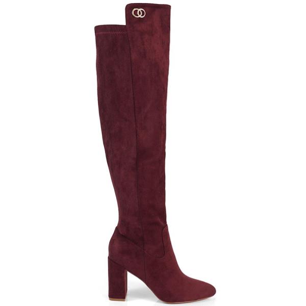 PLAIN WIDE HEEL BOOTS 1 PAIR