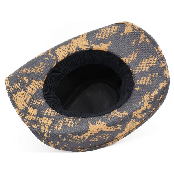 SNAKE PRINT COWBOY HAT WITH BULL HEAD ACCENT