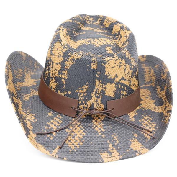 SNAKE PRINT COWBOY HAT WITH BULL HEAD ACCENT