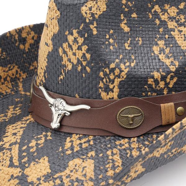 SNAKE PRINT COWBOY HAT WITH BULL HEAD ACCENT