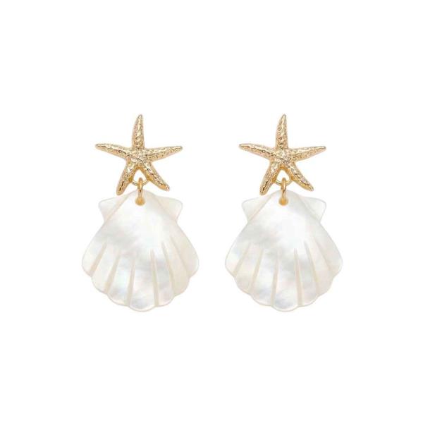 MOP STARFISH SEASHELL DANGLE EARRING