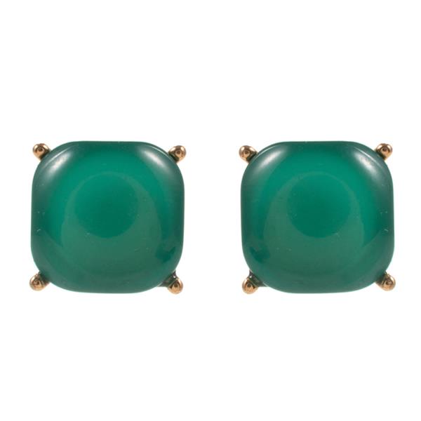 SQUARE SHAPED FAUX CAT EYE STONE EARRING