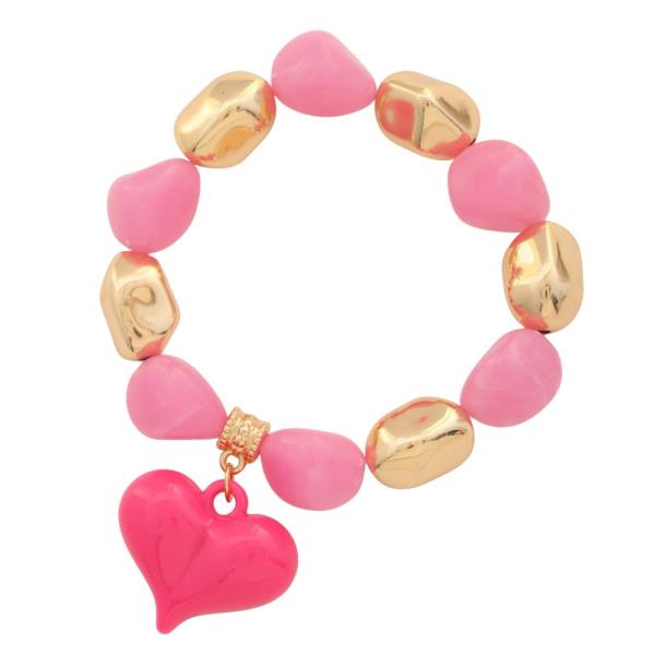 PUFFY HEART BEADED BRACELET