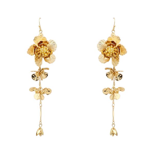 METAL FLOWER DROP EARRING