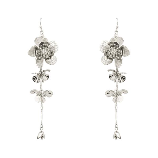 METAL FLOWER DROP EARRING