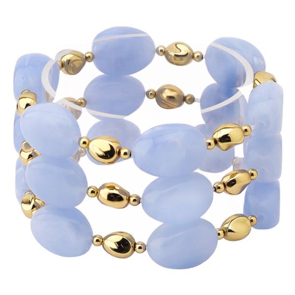 OVAL STONE METAL BEAD STRETCH MULTI BRACELET SET