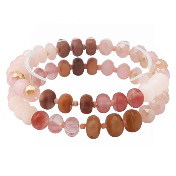 NATURAL STONE BEADED STRETCH MULTI BRACELET SET