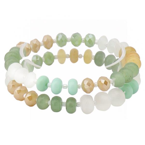 NATURAL STONE BEADED STRETCH MULTI BRACELET SET