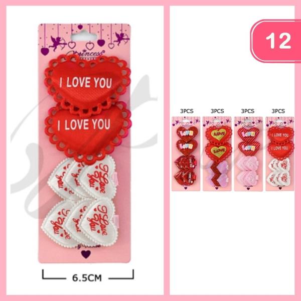 VALENTINES DAY HEART HAIR PINS (12 UNITS)