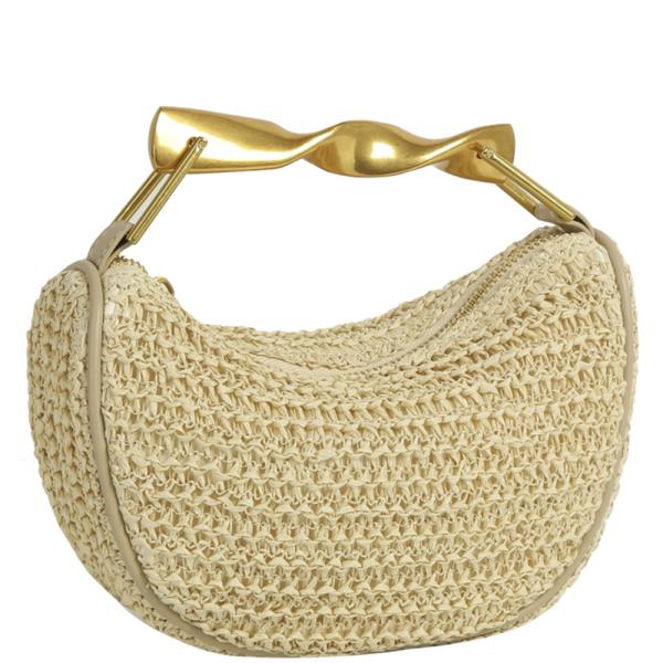 WOVEN TWIST HANDLE TOTE BAG