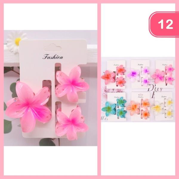 FLOWER HAIR CLAW CLIP SET (12 UNITS)