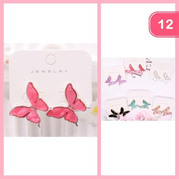 BUTTERFLY POST EARRINGS (12 UNITS)