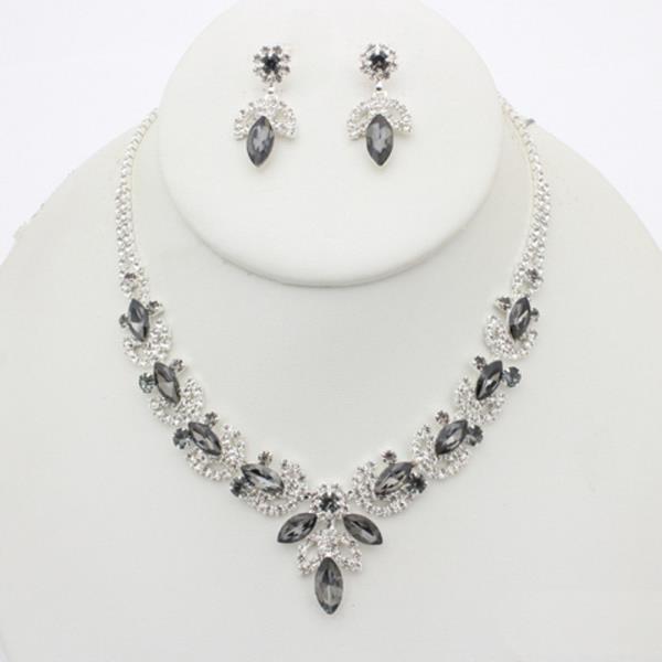 RHINESTONE NECKLACE EARRING SET