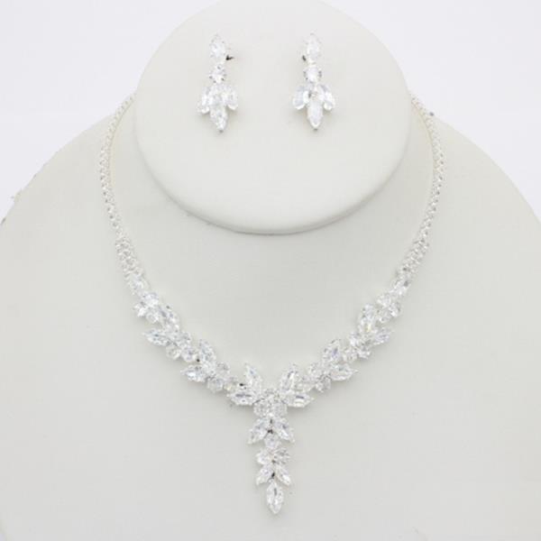 RHINESTONE NECKLACE EARRING SET