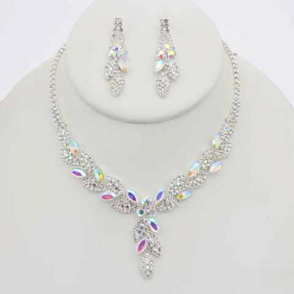RHINESTONE NECKLACE EARRING SET