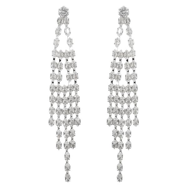 CUBIC ZIRCONIA MARQUISE TASSEL EARRING
