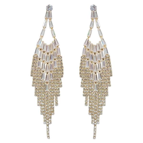 CUBIC ZIRCONIA LONG CHANDELIER EARRING