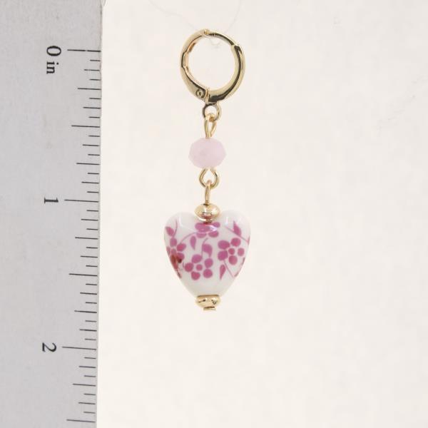 PUFFY CERAMIC BEAD DANGLE HUGGIE EARRING