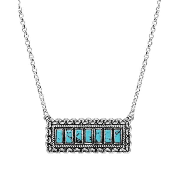 WESTERN STYLE TURQUOISE BEAD BAR NECKLACE