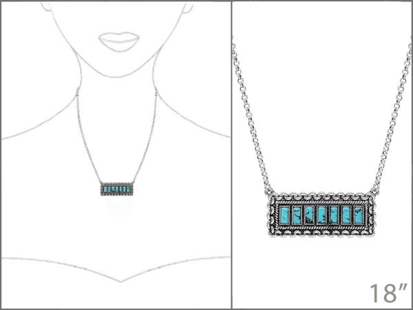 WESTERN STYLE TURQUOISE BEAD BAR NECKLACE