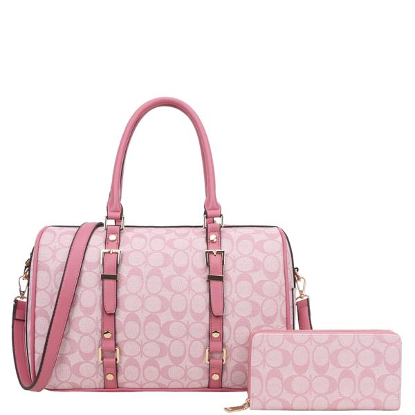 2IN1 OVAL PRINT DESIGN SATCHEL W WALLET SET