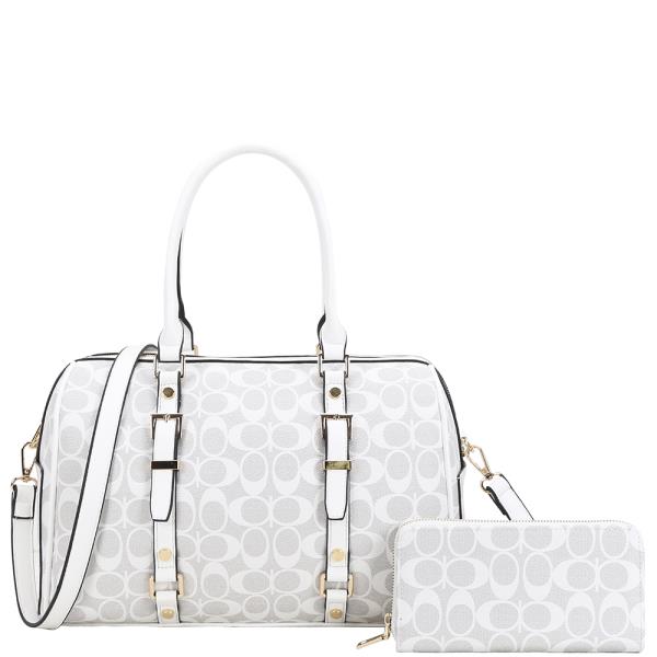 2IN1 OVAL PRINT DESIGN SATCHEL W WALLET SET