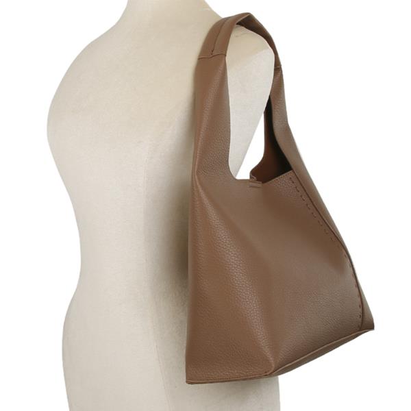 2IN1 PLAIN TEXTURED SHOULDER BAG W POUCH SET