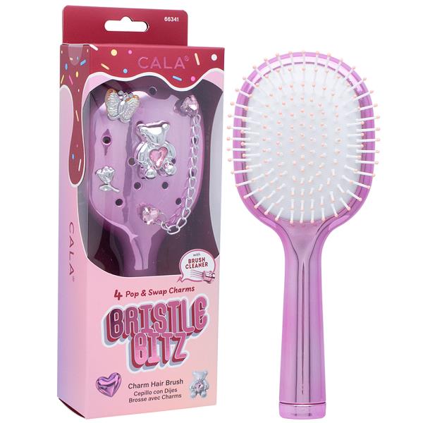 CALA BRISTLE BITZ CHARM HAIR BRUSH METALLIC PINK