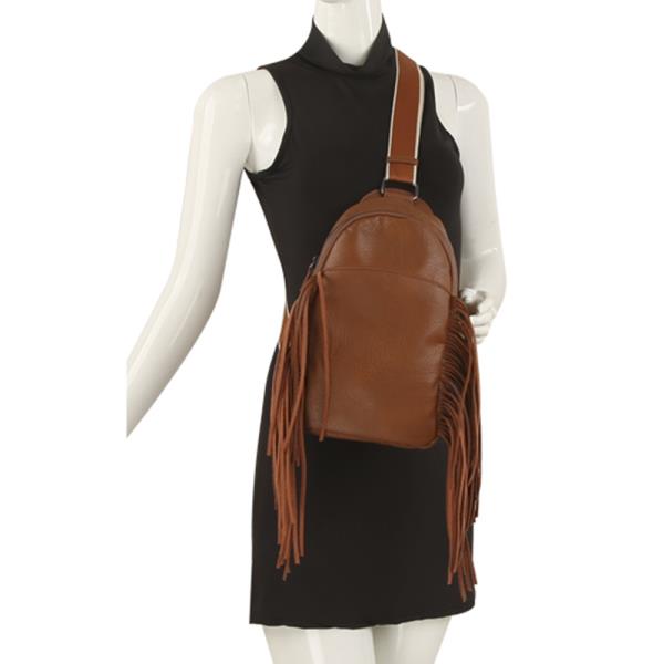 FASHION TASSEL ZIPPER SLING CROSSBODY BAG