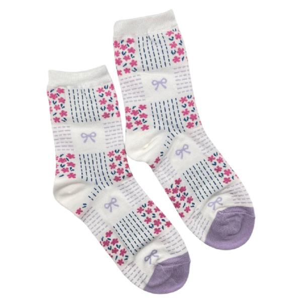 BOW , FLOWER PATTERN SOCK