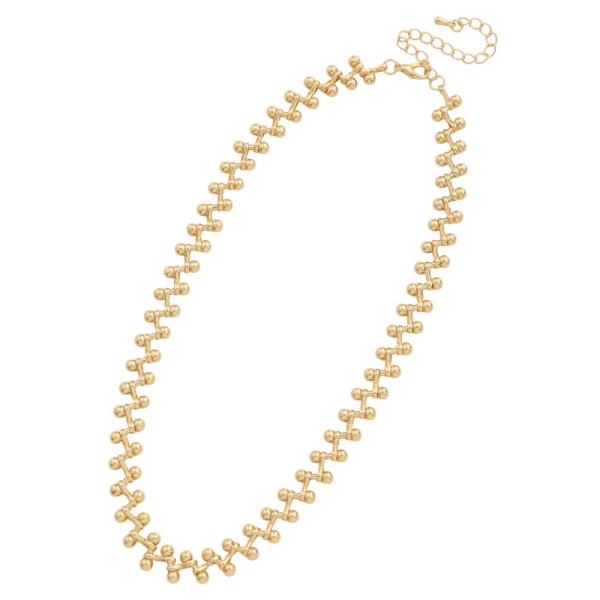 ZIGZAG SHAPE BALL CHAIN NECKLACE