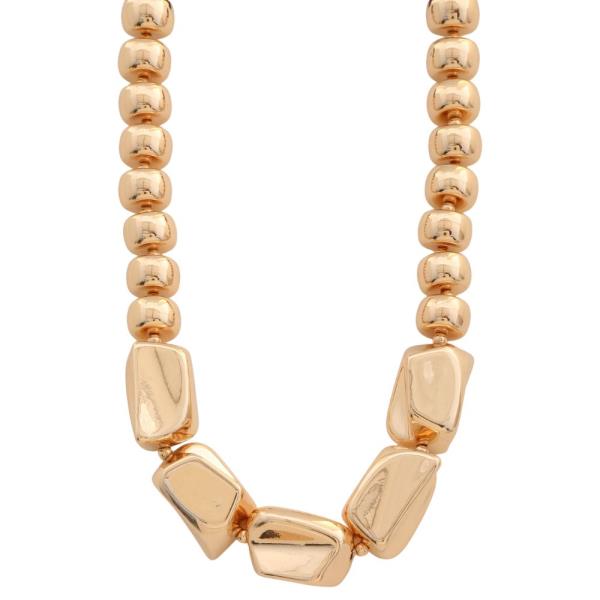 MULTI BEAD METAL NECKLACE