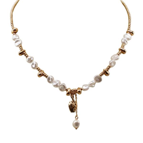 BALL STYLE PEARL FINGER DANGLE NECKLACE