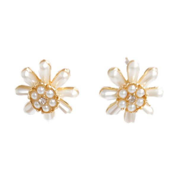 PEARL PAVE PEARL FLOWER POST EARRING