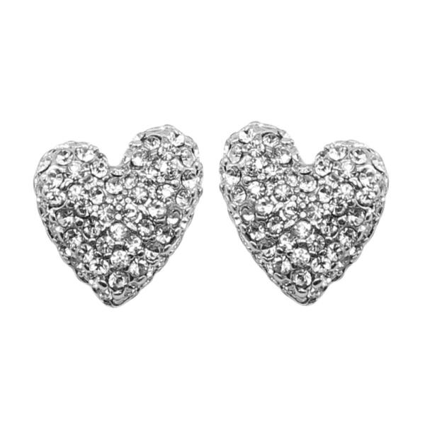 CZ STONE PAVE HEART POST EARRING