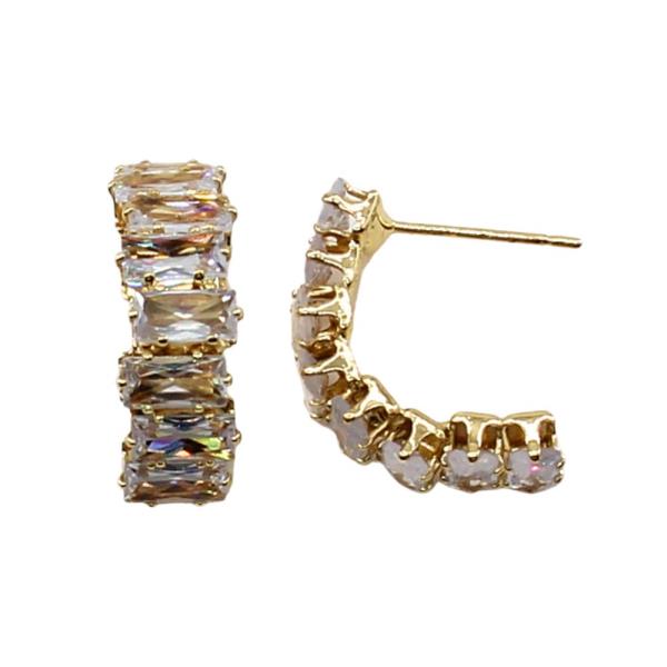 RHINESTONE OPEN HOOP EARRING